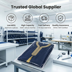 Caftán Deep Blue Devotion con borlas para la edición Quiet Mosque - Product Image 6