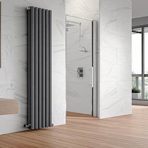 Desainer antrasit kolom dekoratif vertikal Radiator tabung Oval hemat energi untuk rumah sakit pemanas air pusat terbuat dari baja