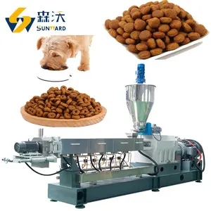 New Sunward linha de produção completa dog food fazendo máquina mini cachorro linha de processamento Twin parafuso extrusora para comida para cães