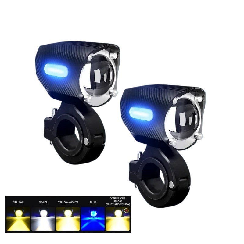 2X Motorcycle LED Auxiliary Headlight Work Light High and Low Beams Super Bright Spotlight Driving Fog Lamp Universal Waterproof