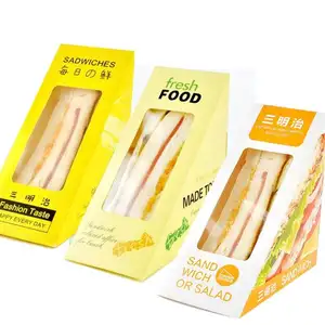 Fácil de llevar Venta caliente Sandwich Cake Cajas Papel Dulce Panadería Carpetas Caja de embalaje