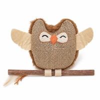 Jouet pour chat avec herbe à chat et bâton de silvervine, jouet interactif naturel pour chat en forme de hibou, jouets à plumes pour chats d'intérieur