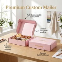 Boîte à biscuits rose personnalisée avec logo en feuille d'or, avec inserts séparateurs, 6 compartiments, boîte d'emballage en papier pour pâtisserie, biscuits, cadeaux, qualité alimentaire
