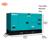 75kVA 60kW Superleiser Dieselgenerator von Cummins 3-Phasen 400/230V 50Hz für Einkaufszentren, Fabriken, Häuser und Gemeinden CE ISO