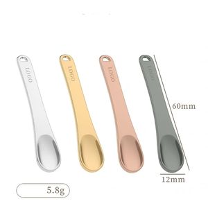 Sendok kosmetik Stainless steel riasan Mini emas mawar perak sendok wajah krim mata Logo kustom kualitas bagus - Product Image 1