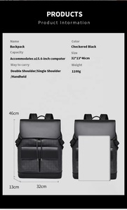 Sac à dos pour ordinateur portable avec fermeture éclair, coussin d'air, grande capacité 36-59L, pour le bureau et les voyages, durable, personnalisable, imperméable - Product Image 6