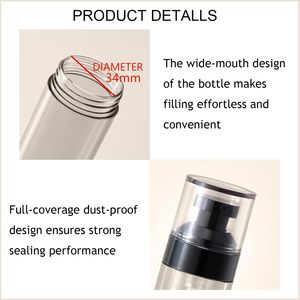 Botellas Cosméticas de Plástico Personalizadas al por Mayor para 15ml 30ml 50ml 80ml 100ml 120ml, Botellas Airless con Bomba para Loción, Impresión Serigráfica - Product Image 3