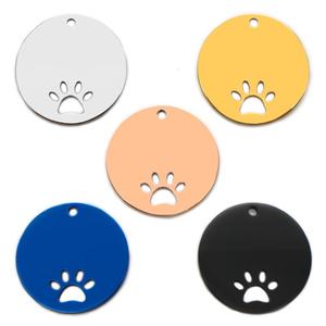 Etiqueta de nombre de identificación de Mascota de 2,5/3 CM, pata de perro calada interior redonda, acero inoxidable, grabado personalizado, placa de identificación de gato, colgante, joyería - Product Image 2