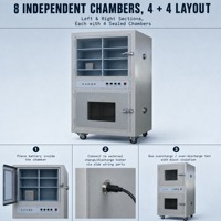 Chambre d'essai de batteries antidéflagrante à double protection contre les surcharges et les décharges excessives, 8 compartiments, ventilateur d'extraction, usage en laboratoire