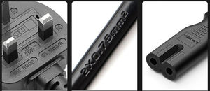 BS chứng nhận 0.75mm mét mở rộng người Anh đứng tinh khiết đồng 8 hình đuôi đèn điện 2 lõi cắm dây 3 Pin jack NEMA DC cắm - Product Image 5