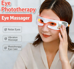 Masajeador de Ojos Recargable con Luz Roja, Terapia de Vibración, Dispositivo para el Cuidado de los Ojos, Modelo Clásico Blanco para Aliviar la Fatiga Ocular y Relajarse - Product Image 1