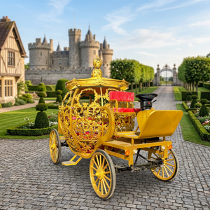 Charrette de mariage électrique personnalisée dorée à quatre roues, de haute qualité, pour défilés extérieurs et visites touristiques - Product Image 1