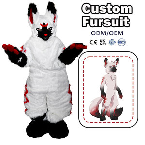 Costume de mascotte professionnel de chien Husky noir et blanc personnalisé, costume de fourrure humaine, costume d'anime, jouet en peluche digitigrade, fourrure d'animal - Product Image 1