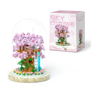 Sakura Tree House Kirschblüte Bausteine DIY Montage Spielzeug Holz blöcke eine Heim dekoration