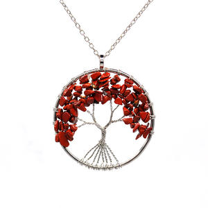 Collar con colgante de árbol de la vida de piedra Natural para mujer, collar de cristal de cuarzo de Color hecho a mano de <span class=keywords><strong>7</strong></span> Chakras, joyería de boda para mujer - Product Image 6