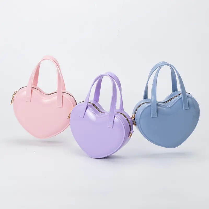 2022 newest cute mini Jelly purse custom logo crossbody bag heart handbags for kids bag little girls fashion hand bag