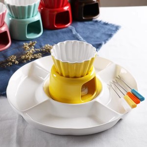 Ensemble de plateau à fromage et <span class=keywords><strong>fondue</strong></span> coréen en porcelaine TYZ pour crème glacée et desserts - Product Image 4
