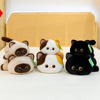 Assortiment de peluches de chat couché mignonnes, chatons siamois doux, animaux en peluche, vente en gros et au détail, cadeau d'anniversaire pour enfants, décoration de la maison