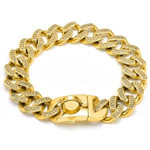 फ्रेंच बुलडॉग स्टेनलेस स्टील Fasion गोल्डन कुत्ते क्यूबा श्रृंखला पालतू कुत्ते कॉलर - Product Image 3