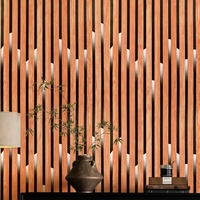 Nouveau Papier Peint 3D Adhésif Effet Bois Grille Brillante pour Décoration Maison Salon Chambre Décoller et Coller PVC