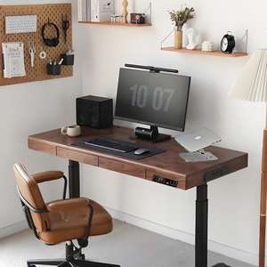 Noyer <span class=keywords><strong>noir</strong></span> américain Élévateur électrique en bois massif avec tiroirs Hauteur réglable Bureau en bois Bureau moderne minimaliste debout - Product Image 3