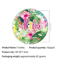Ensemble de vaisselle jetable sur le thème tropical vert Hawaï, nappe sur le thème tropical d'été pour décorations et fournitures de fête d'anniversaire
