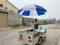 Chariot de vente de hot-dogs miniature remorquable, design mignon, remorque alimentaire, stand de hot-dogs mobile sur roues avec grill à vendre