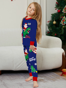 Conjunto de Pijamas Personalizado com Estampa de Dinossauro Azul para Família, Roupas Coordenadas Pai-Filho para Feriados - Product Image 4
