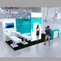Nouveau design, stand d'exposition pliable sur pied personnalisé, présentoir portable pour salon professionnel avec étagères