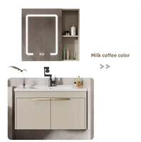 Meuble-lavabo mural de luxe au design moderne avec miroir en aluminium, gain de place, pour salle de bain d'hôtel