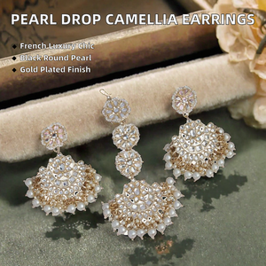 Gold Plated <b>White</b> <b>Pearl</b> Butterfly Ethnic Drop Dangle <b>Earrings</b> Jhumka Style for Wedding Party Women - Product Image 2