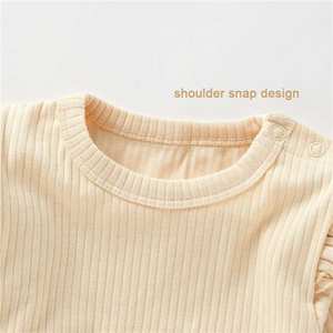 5% из органического хлопка и спандекса с оборками и длинными рукавами без ног, короткий комбинезон для девочек - Product Image 4