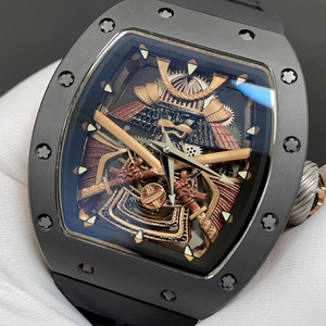 Men's Black Ceramic <b>Automatic</b> Mechanical <b>Watch</b>, Tonneau-Shaped <b>Skeleton</b> Sports <b>Watch</b> - Product Image 2