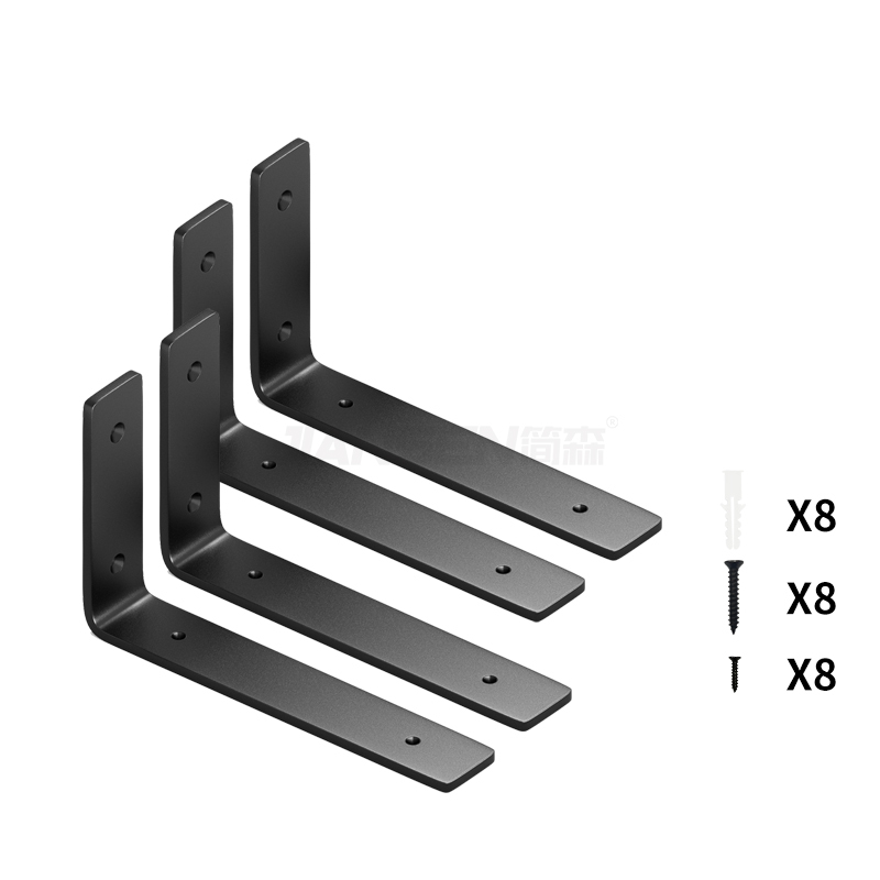 6-Pack Heavy Duty Floating Shelf Brackets – 6-Inch L-Shaped Iron Supports, 4mm Thick, Up To 50KG Capacity, Black