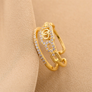 <span class=keywords><strong>Bague</strong></span> Double couche pour femmes, anneau Simple Ins Fashion, Style élégant, Zircon, ouverture réglable, cadeau pour petite amie, <span class=keywords><strong>2023</strong></span> - Product Image 2