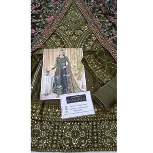 Maxi robe en mousseline de soie brodée et ornée à la main pour femmes - Product Image 5