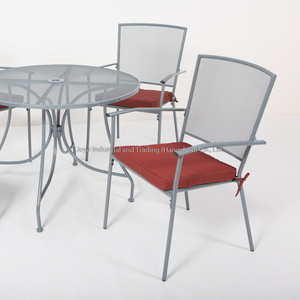Ensemble de mobilier de balcon extérieur au design moderne et décontracté, chaises en maille, meubles en métal pour villa - Product Image 6