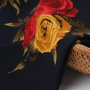 Премиум изготовление на заказ большая Роза Цветущая 75D Dobby Georgette печатная ткань
