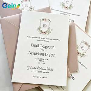 Nouvelles invitations <span class=keywords><strong>de</strong></span> mariage élégantes avec impression aquarelle à motifs floraux, avec enveloppe et pompon, personnalisation acceptée - Product Image 1