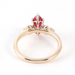 Bague de luxe en or massif 18 carats et 14 carats avec pierre précieuse de laboratoire, bague en rubis de laboratoire taille marquise pour femme, bague de fiançailles, bague de mariage - Product Image 2