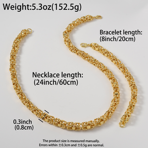 Set di collane abbinate all'ingrosso, bracciali in acciaio inossidabile placcato oro, lisci e brillanti, con maglia cubana densamente intrecciata, unisex - Product Image 6