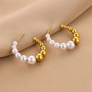 Pendientes colgantes de acero inoxidable que no se desvanecen, con engaste de bisel, en oro y oro rosa, de moda, para venta al por mayor transfronteriza entre Europa y Estados Unidos - Product Image 2