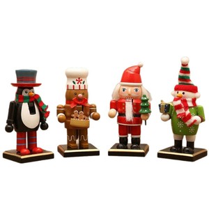 YUELIAN 16cm Casse-noisette de Noël en bois (Soldat, Bonhomme de neige, Ours, Bonhomme de pain d'épices, Pinguin, Père Noël) pour décoration de maison, vitrine et fête - Product Image 6