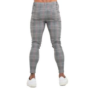 กางเกงวอร์มของผู้ชายกางเกงลายตารางทรงสกินนี่เข้ารูป - Product Image 4