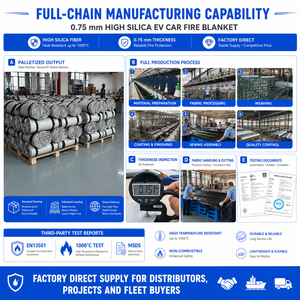 Solution de confinement d'incendie pour batteries de véhicules <span class=keywords><strong>électrique</strong></span>s, <span class=keywords><strong>couverture</strong></span> anti-feu en fibres de silice haute performance, fournisseur OEM - Product Image 6