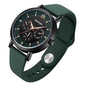 Reloj de Cuarzo Sanda 1141 Minimalista para Mujer, Resistente al Agua, con Correa de Silicona y Cuero, Elegante y Casual - Product Image 3