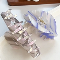 Pince à cheveux coréenne haut de gamme à rayures irisées, élégante, faite à la main en PVC, pince requin, accessoire capillaire pour femme, vente en gros