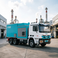 Camion aspirateur industriel puissant à grande capacité, tiré par un tracteur, pour l'élimination des poussières sur les grands sols d'usine