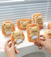 Porte-monnaie en peluche ours en dessin animé mignon, sac à dos étudiant, porte-clés, étui pour écouteurs
