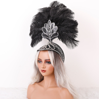 Accessoires capillaires en plumes en gros avec paillettes de cristal intégrées pour spectacles, défilés, fêtes et accessoires de costume